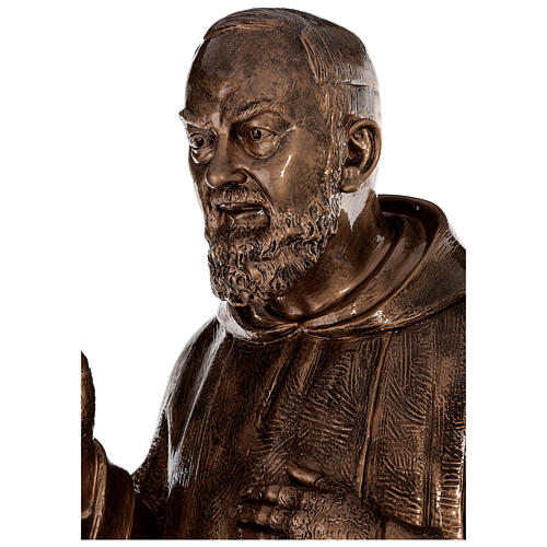 Statue Pater Pio 175cm bronzefarbigen Fiberglas AUSSENGEBRAUCH 2