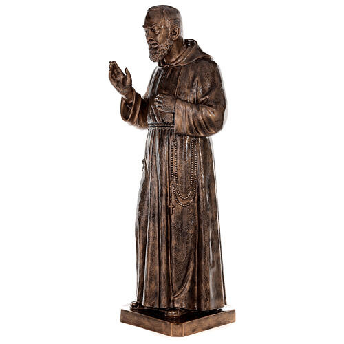 Statue of St. Pio in bronze-coated fibreglass 175 cm for EXTERNAL USE 3