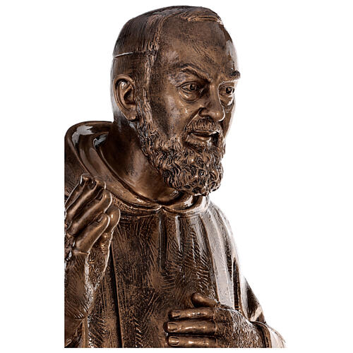 Statue of St. Pio in bronze-coated fibreglass 175 cm for EXTERNAL USE 6