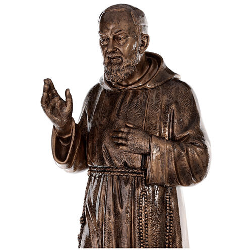 Statue of St. Pio in bronze-coated fibreglass 175 cm for EXTERNAL USE 7