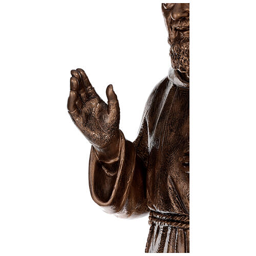 Statue of St. Pio in bronze-coated fibreglass 175 cm for EXTERNAL USE 8