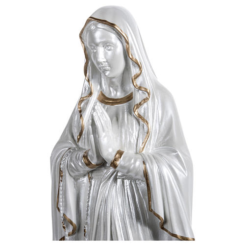 Statue of Our Lady of Lourdes in golden mother-of-pearl fibreglass 60 cm for EXTERNAL USE 2