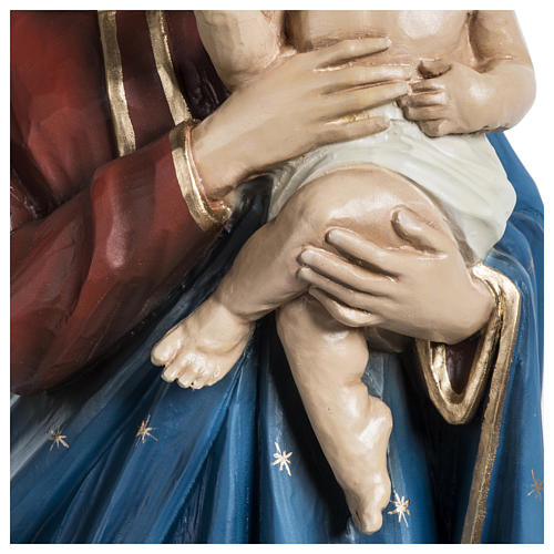 Statue of the Virgin Mary with Baby Jesus and red and blue drape in fibreglass 60 cm for EXTERNAL USE 5