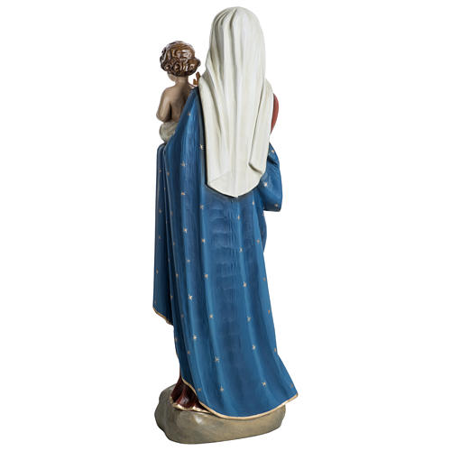 Statue of the Virgin Mary with Baby Jesus and red and blue drape in fibreglass 60 cm for EXTERNAL USE 7