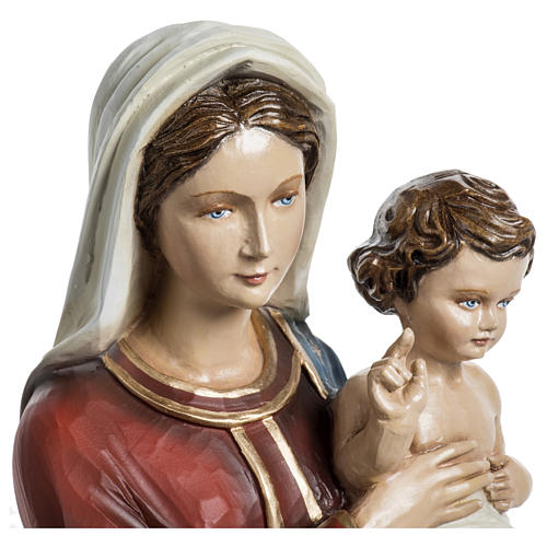 Estatua Virgen con niño vestido rojo azul 60 cm fiberglass PARA EXTERIOR 3