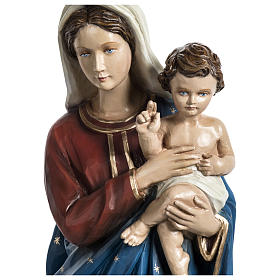 Statue Vierge à l'enfant 60 cm fibre de verre veste rouge bleu POUR EXTÉRIEUR