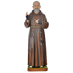 Statue of St. Pio in coloured fibreglass 175 cm for EXTERNAL USE