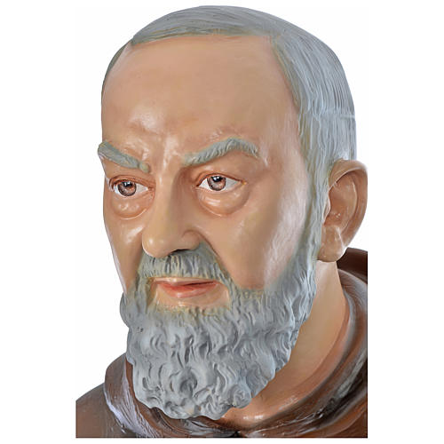 Statue of St. Pio in coloured fibreglass 175 cm for EXTERNAL USE 2
