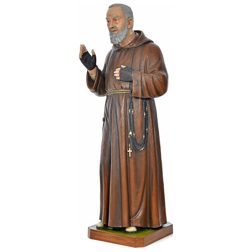 Statue of St. Pio in coloured fibreglass 175 cm for EXTERNAL USE 3