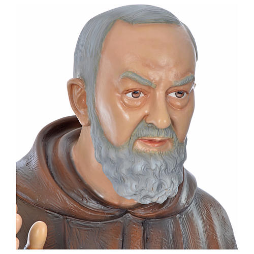 Statue of St. Pio in coloured fibreglass 175 cm for EXTERNAL USE 4