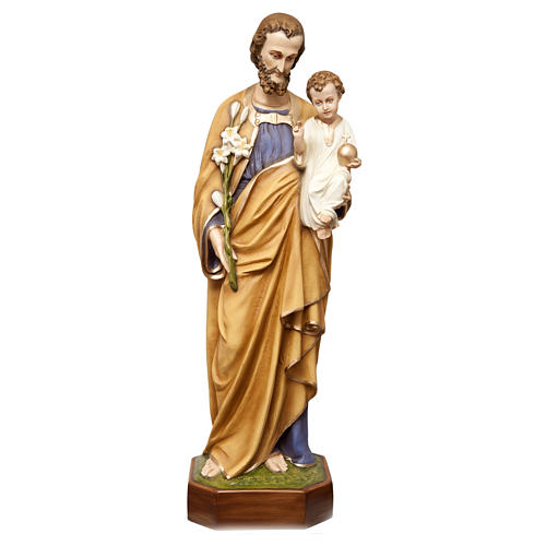 Statue of St. Joseph with child in painted fibreglass 130 cm for EXTERNAL USE 1
