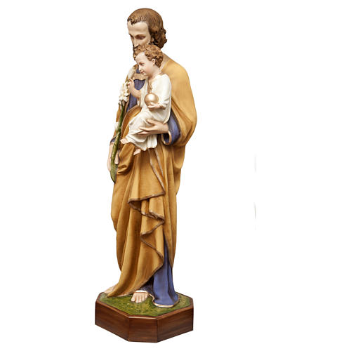 Statue of St. Joseph with child in painted fibreglass 130 cm for EXTERNAL USE 3