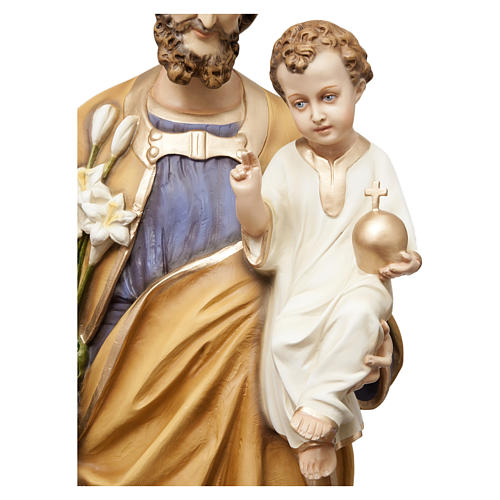 Estatua San José con niño 130 cm fibra de vidrio pintada PARA EXTERIOR 4