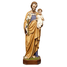 Saint Joseph with Child Jesus Statue, 130 cm in painted fiberglass, FOR OUTDOORS