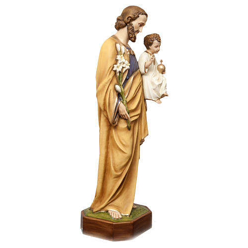 Saint Joseph with Child Jesus Statue, 130 cm in painted fiberglass, FOR OUTDOORS 5