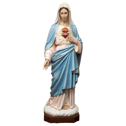 Statue of the Sacred Heart of Mary in painted fibreglass 165 cm for EXTERNAL USE 1