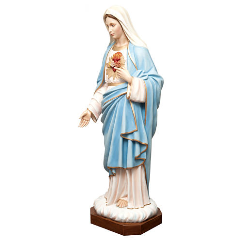 Statue of the Sacred Heart of Mary in painted fibreglass 165 cm for EXTERNAL USE 3