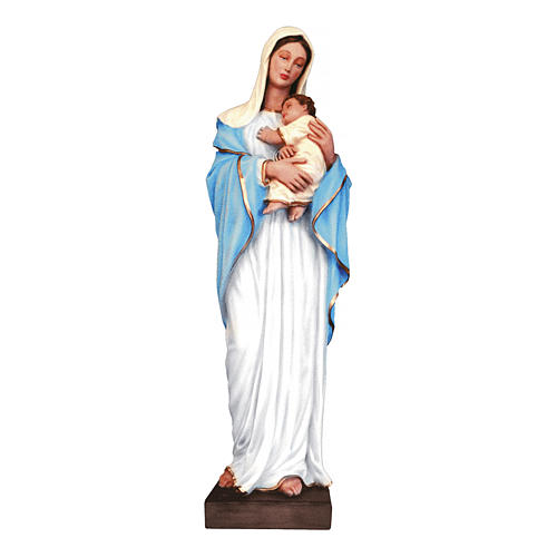 Statue Vierge à l'Enfant 100 cm fibre de verre colorée POUR EXTÉRIEUR 1