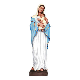 Statua Madonna con bimbo 100 cm fiberglass colorato PER ESTERNO