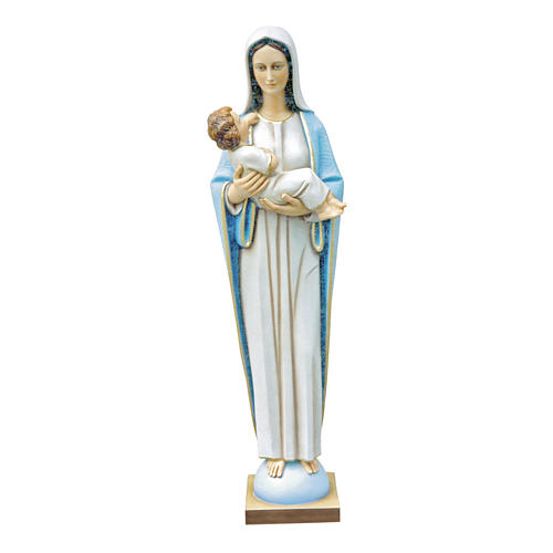 Vierge à l'enfant Jésus en fibre de verre peinte de 115 cm POUR EXTÉRIEUR 1