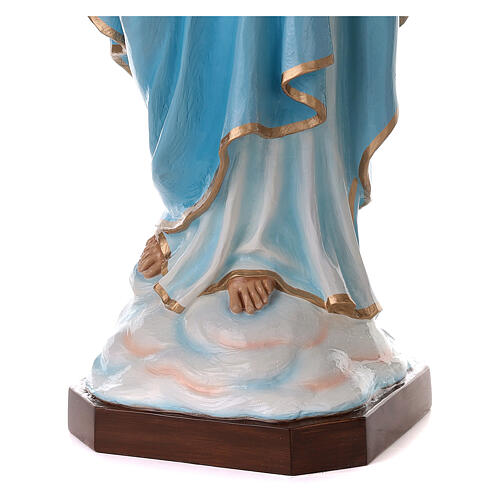 Statue of the Virgin Mary with Baby Jesus and sky blue cape in fibreglass 130 cm for EXTERNAL USE 8