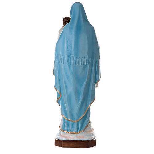 Statue of the Virgin Mary with Baby Jesus and sky blue cape in fibreglass 130 cm for EXTERNAL USE 9