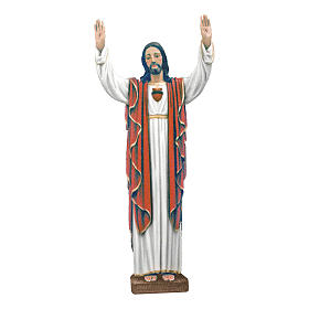 Statue of Christ with raised hands in painted fibreglass 170 cm for EXTERNAL USE