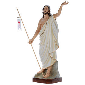 Resurrection Jesus Statue with Flag, 130 cm in painted fiberglass, FOR OUTDOORS