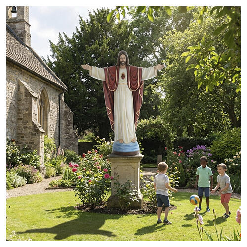 Estatua Jesús Redentor 160 cm fibra de vidrio pintada PARA EXTERIOR 4