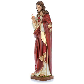Estatua Jesús que bendice 100 cm fibra de vidrio coloreada PARA EXTERIOR