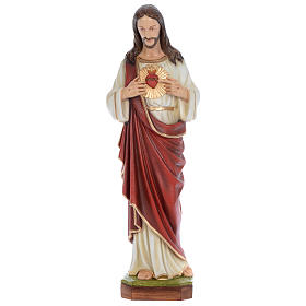 Estatua Sagrado Corazón Jesús 100 cm fibra de vidrio pintada PARA EXTERIOR