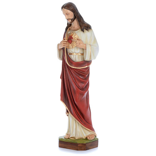 Estatua Sagrado Corazón Jesús 100 cm fibra de vidrio pintada PARA EXTERIOR 2