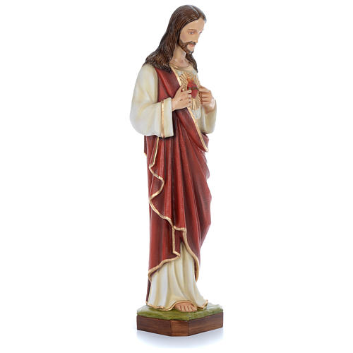 Estatua Sagrado Corazón Jesús 100 cm fibra de vidrio pintada PARA EXTERIOR 3