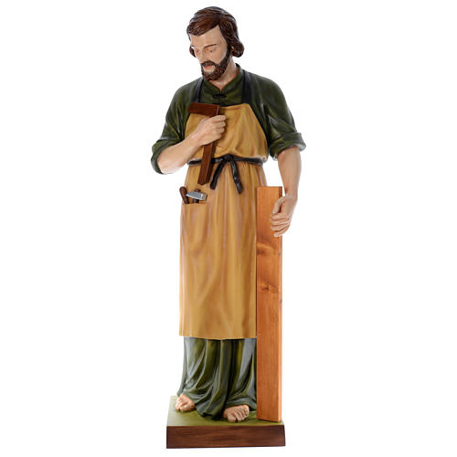 Statue of St. Joseph the woodworker in coloured fibreglass 150 cm for EXTERNAL USE 1