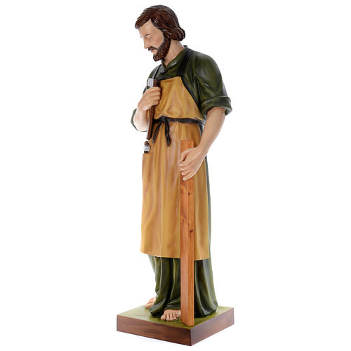 Statue of St. Joseph the woodworker in coloured fibreglass 150 cm for EXTERNAL USE 2