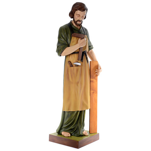 Statue of St. Joseph the woodworker in coloured fibreglass 150 cm for EXTERNAL USE 3