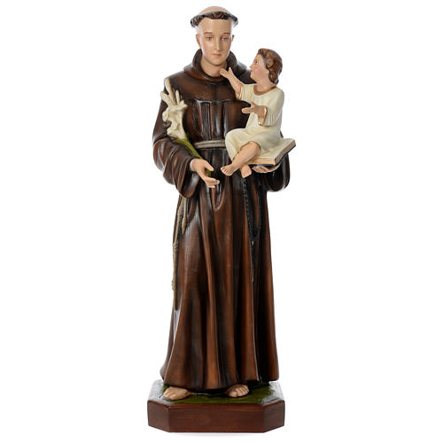 Statue of St. Anthony of Padua in painted fibreglass 130 cm for EXTERNAL USE 1