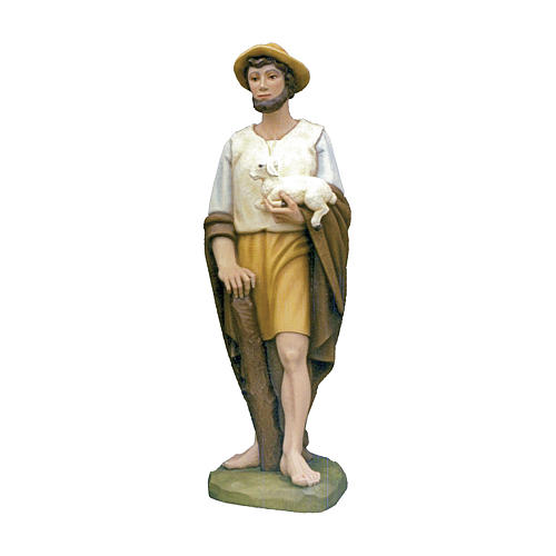 Nativity Shepherd with Sheep, 100 cm in painted fiberglass FOR OUTDOORS 1