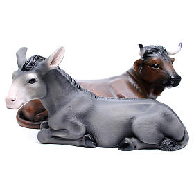 Ox and Donkey in painted fibreglass 100 cm for EXTERNAL USE