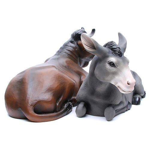 Nativity Ox and Donkey Laying, 100 cm in painted fiberglass FOR OUTDOORS 5