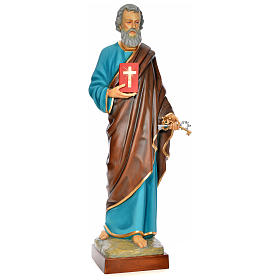 Statue of St. Peter in painted fibreglass 160 cm for EXTERNAL USE