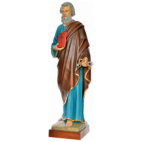 Statue of St. Peter in painted fibreglass 160 cm for EXTERNAL USE 1