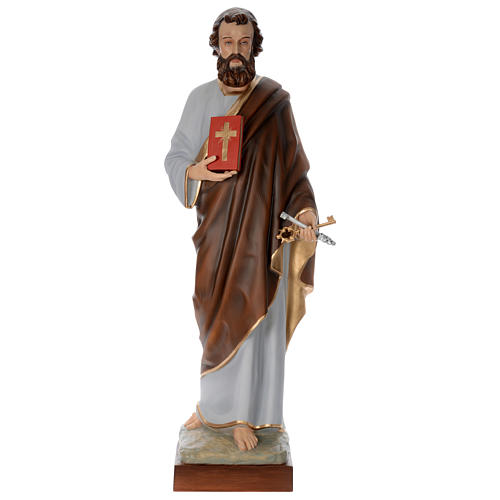 Statue of St. Peter in coloured fibreglass 160 cm for EXTERNAL USE 1