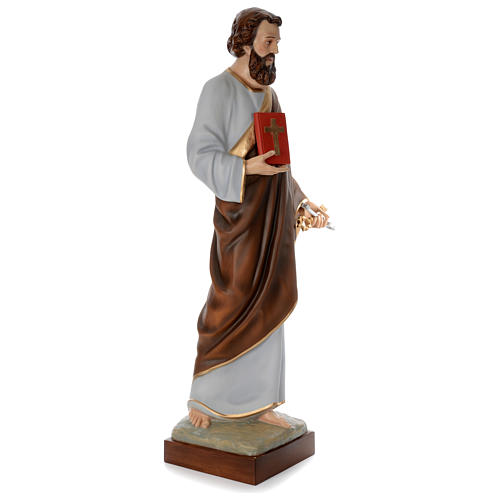 Statue of St. Peter in coloured fibreglass 160 cm for EXTERNAL USE 3