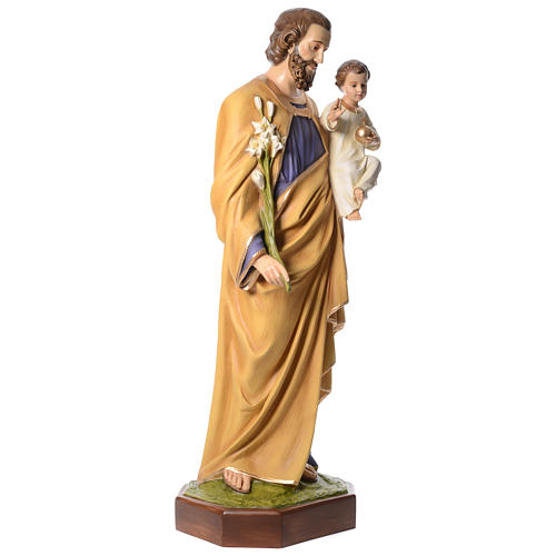 Estatua San José con Niño 160 cm fibra de vidrio ojos cristal PARA EXTERIOR 3