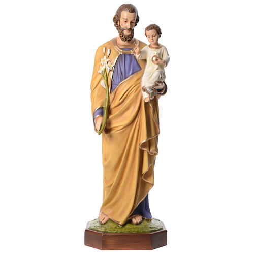 Saint Joseph avec Enfant 160 cm fibre de verre yeux cristal POUR EXTÉRIEUR 1