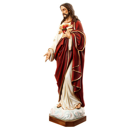 Statue of the Sacred Heart of Jesus in painted fibreglass 180 cm for EXTERNAL USE 3