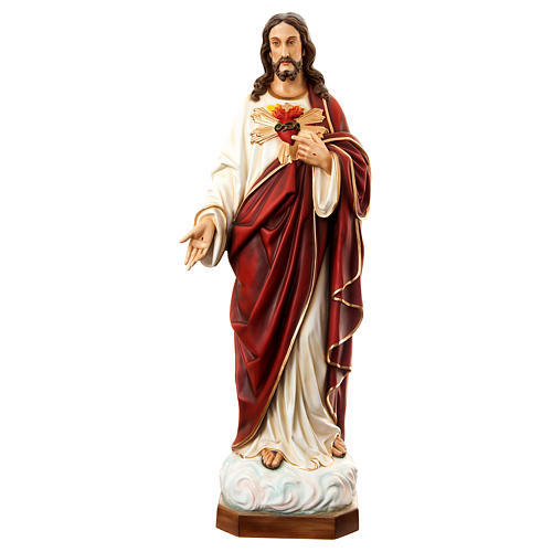 Estatua Sagrado Corazón de Jesús 180 cm fibra de vidrio pintada PARA EXTERIOR 1