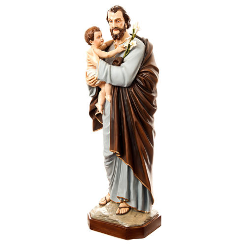 Statue of St. Joseph with child in painted fibreglass 175 cm for EXTERNAL USE 3