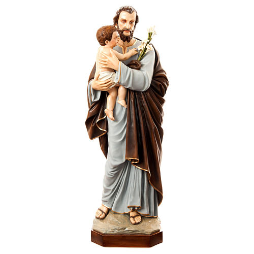 Statue Saint Joseph with Child, 175 cm in painted fiberglass FOR OUTDOORS 1